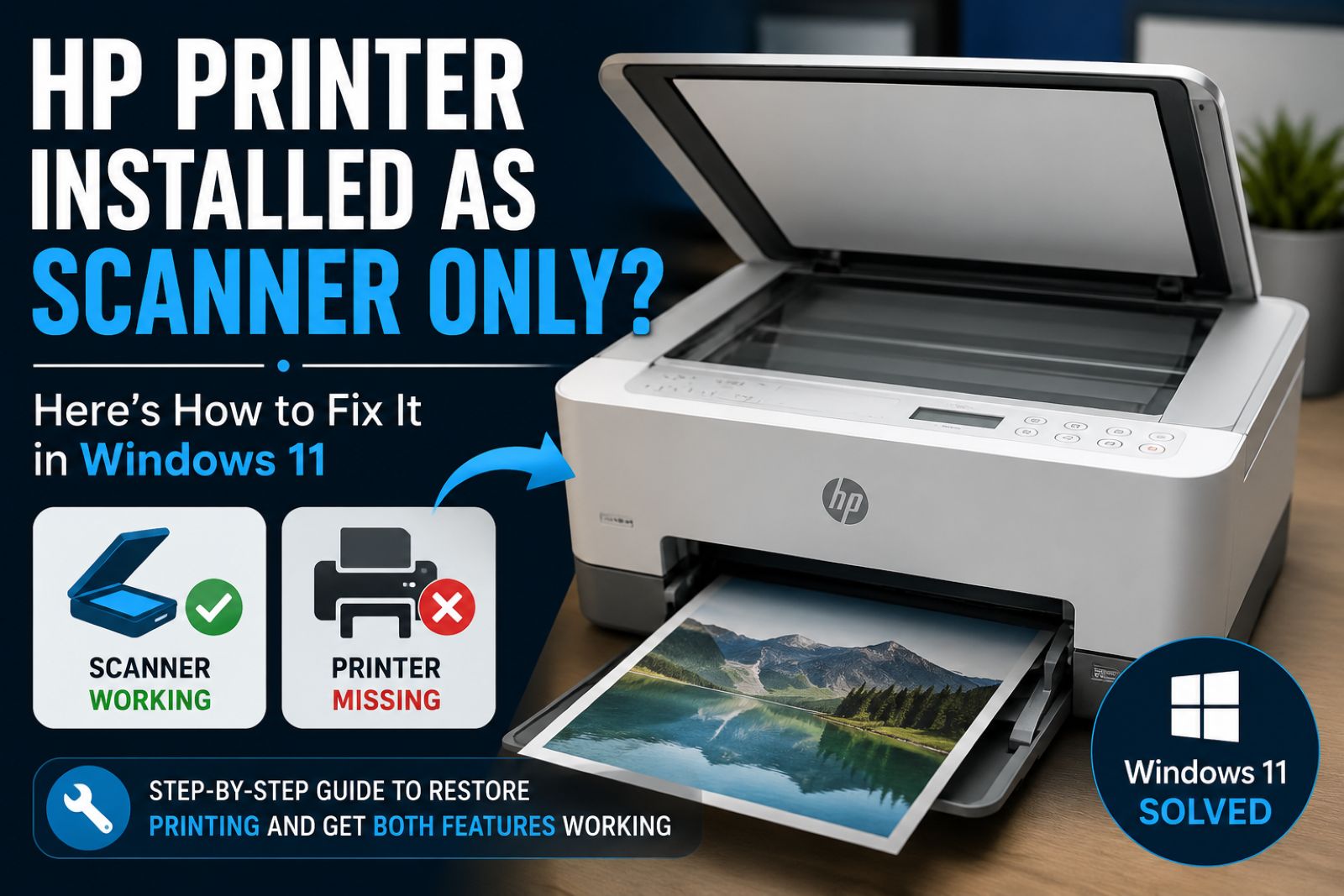 HP printer installed as a scanner only in Windows 11
