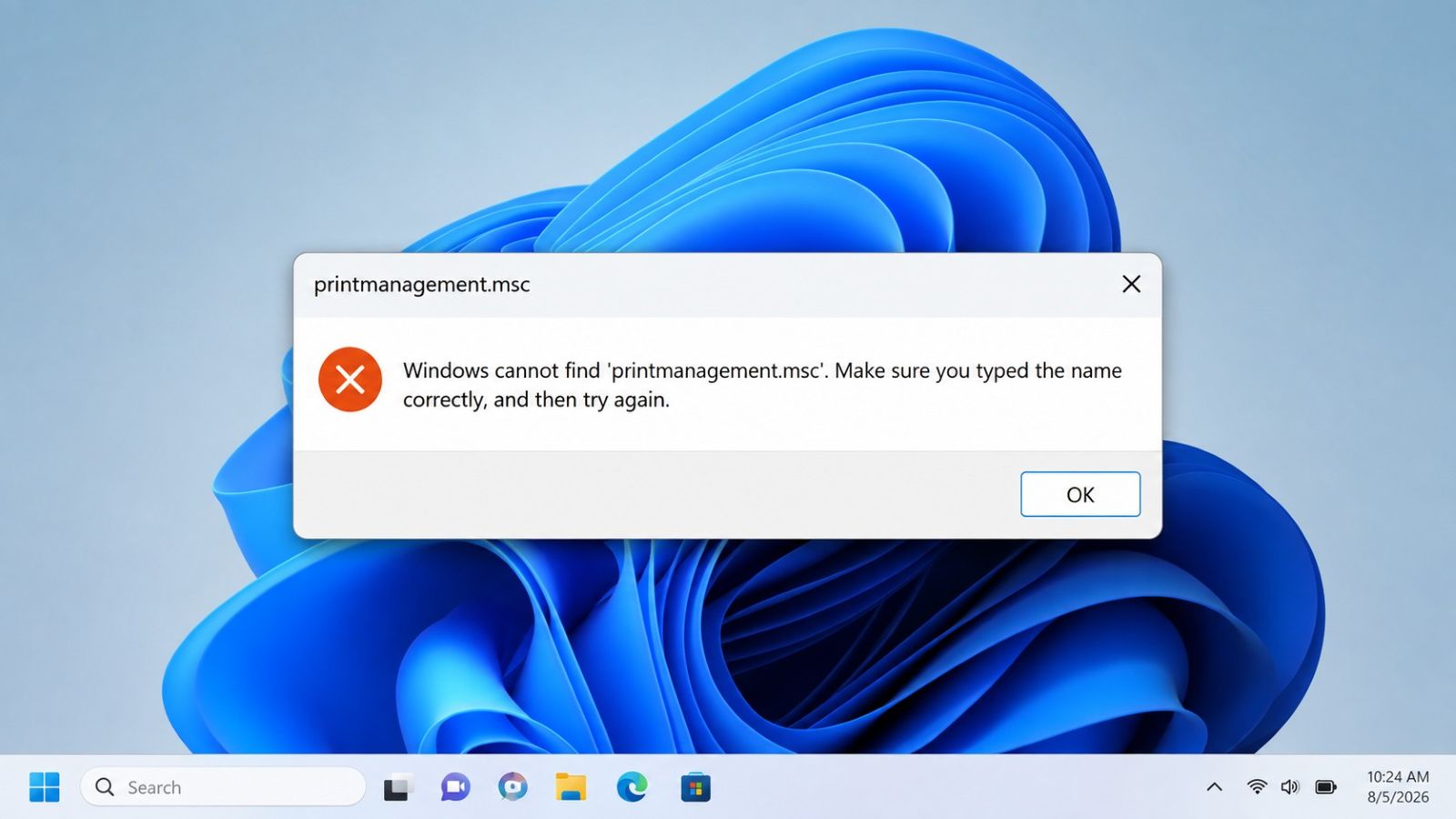 Windows cannot find printmanagement.msc error